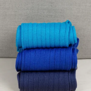 Box da N.3 Calze Donna LUNGHE Sfumature di Blu in Filo di Scozia con o Senza Iniziali!