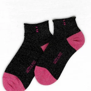 Calzini Donna Cotone e Lamè Ecologico Black&Fucsia Shine con Iniziali o Senza!