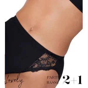 Slip Mini Sgambato Lovely Charme in Cotone Elasticizzato con Pizzo 10033 – Lovable (3 Paia)