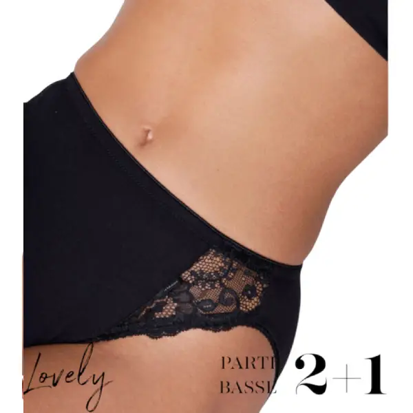 Slip Mini Sgambato Lovely Charme in Cotone Elasticizzato con Pizzo 10033 – Lovable (3 Paia)