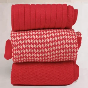 Box da N.3 Calze Lunghe Fantasie in Red Lavorazioni Miste con Iniziali o Senza!