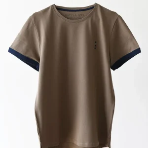 T-Shirt in Puro Cotone Lavorazione Piquet Tabacco&Blu con Iniziali o Senza!