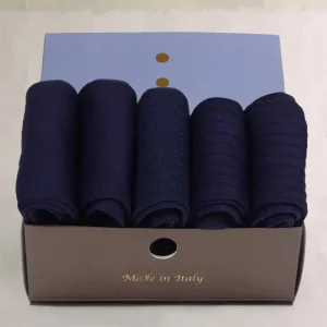 Box da N.5 Calze Lunghe Total Blu o Total Black in Puro Filo di Scozia con Iniziali o Senza!