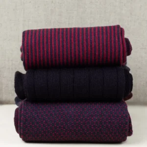 Box da N.3 Calze Lunghe Blu&Barolo in Lana e Cotone Pettinato Uomo
