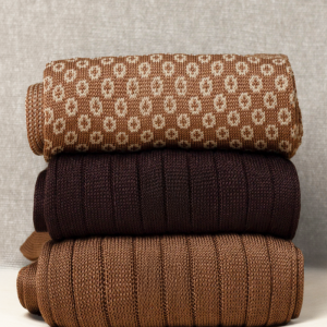 Box da N.3 Calze Lunghe  Microbolle Tonalità di Marrone in Filo di Scozia con Iniziali o Senza!