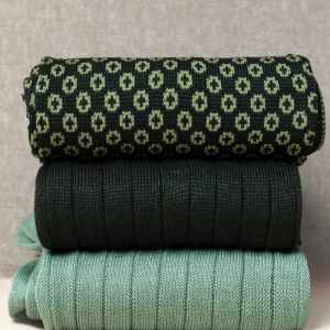 Box da N.3 Calze Lunghe Microbolle Tonalità di Verde in Filo di Scozia con Iniziali o Senza!