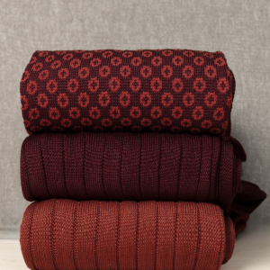 Box da N.3 Calze Lunghe Microbolle Tonalità di Bordeaux in Filo di Scozia con Iniziali o Senza!