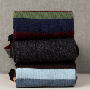 Box da N.3 Calze Lunghe a Righe e Contrasti in Cotone&Lana con Iniziali o Senza!