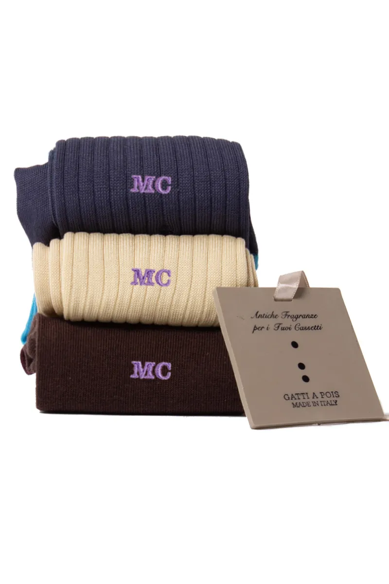 LuxBox da N.3 Calze Mezzagamba Donna e Fragranza Ambrata Agrumata con Iniziali o Senza! - immagine 7