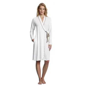 Vestaglia Lunga Sciallata in Viscosa con Profili in Raso 7397 – Andra