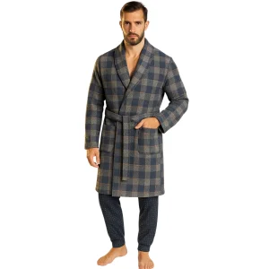 Vestaglia Lunga da Camera con Fantasia Scozzese in Punto Milano 4774 – q.bò