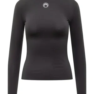 MARINE SERRE - MOON LOGO STRASS LS HIGHNECK Top