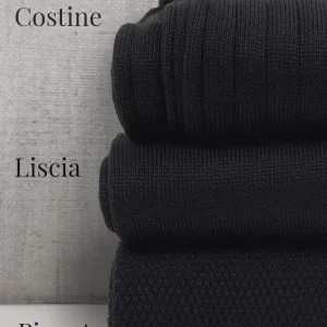 Box da N.3 Calze Lunghe in Filo di Scozia Nero in 3 Lavorazioni diverse