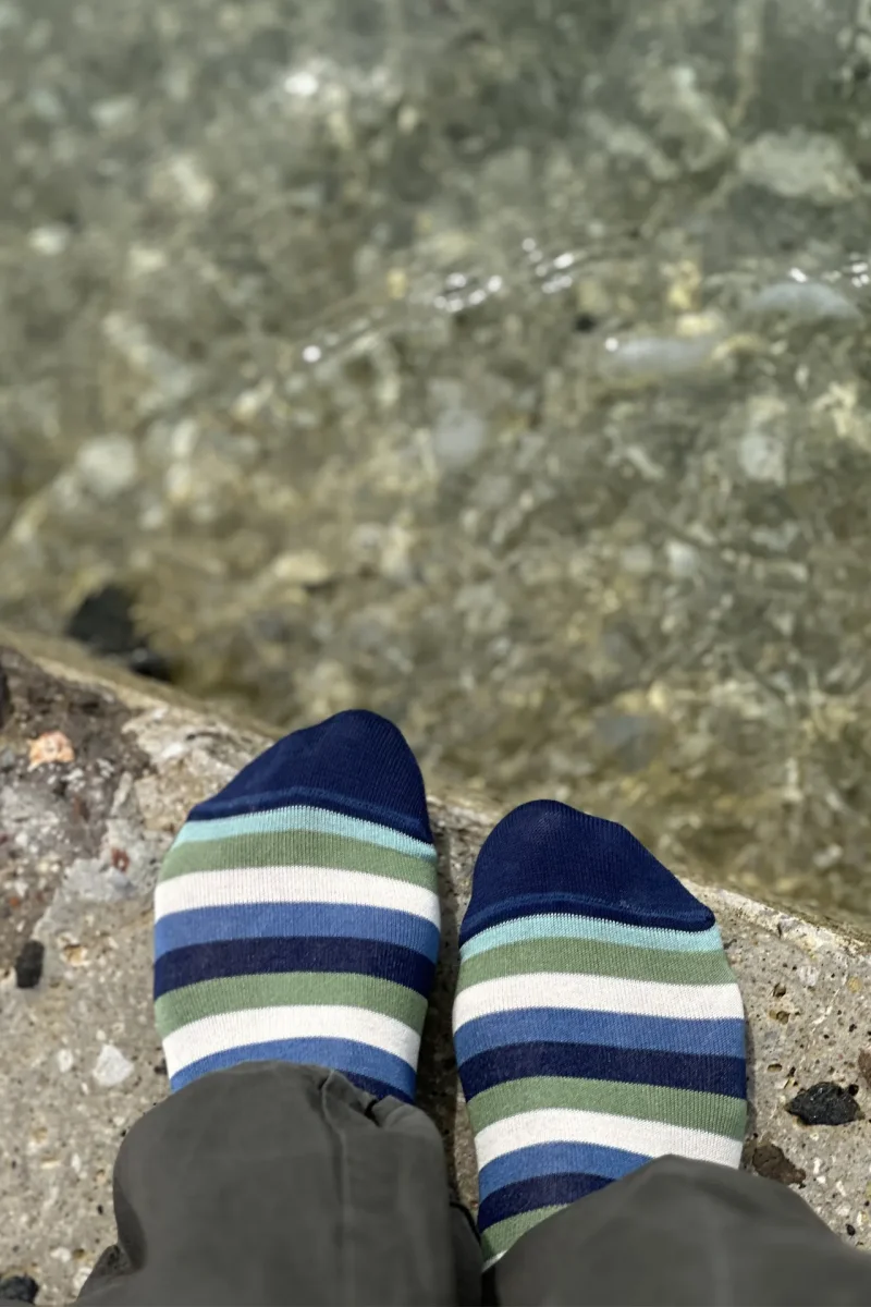 Fantasmini in Filo di Scozia Righe Blue&Green con Iniziali o Senza!