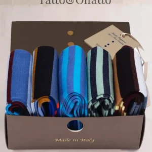 LuxBox N.5 Calze Lunghe a Righe Filo di Scozia con Fragranza Floreale con Iniziali o Senza!