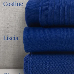 Box da N.3 Calze Lunghe in Filo di Scozia Blu Royal in 3 Lavorazioni diverse