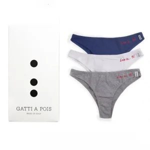 Box da N.3 Slip Donna con Ricamo Frase a Scelta (Colori Pastello)