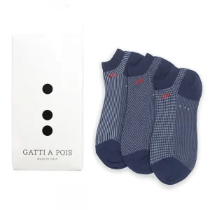 Box N.3 Fantasmini Blu Marine con Iniziali Ricamate