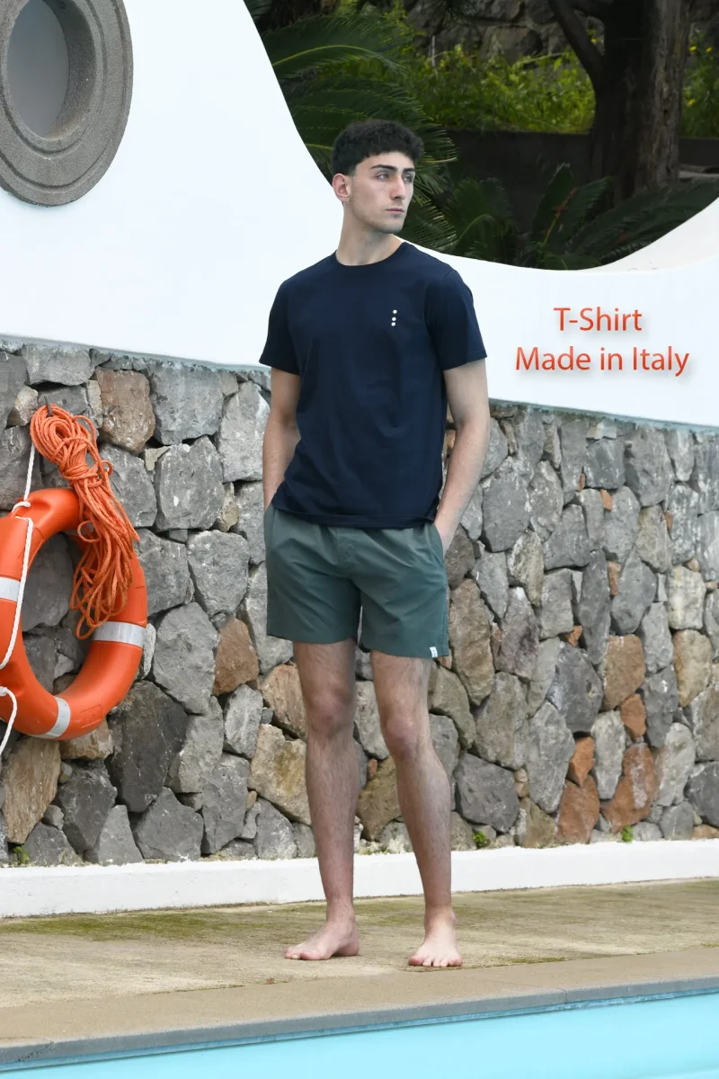 T-Shirt Made in Italy color BluNotte a Manica Corta con Iniziali o Senza! - immagine 4